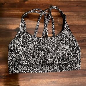 lululemon athletica Black and White Patterned Strappy Sports Bra